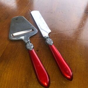 Elegant Red Cheese Slicer and knife, elegant addition to your party supplies